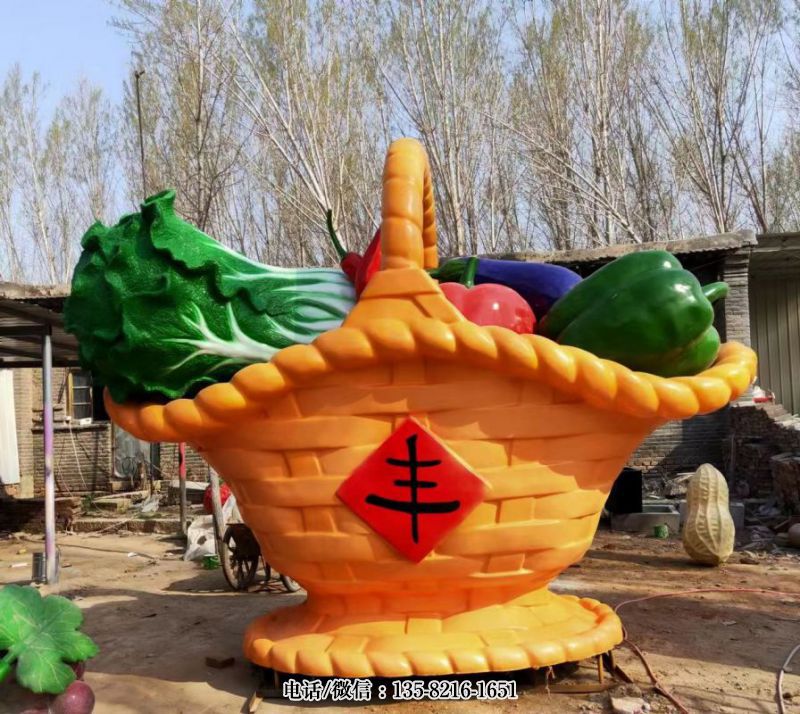 大型玻璃钢仿真蔬菜景观菜篮子雕塑 大型玻璃钢仿真蔬菜景观菜篮子雕塑